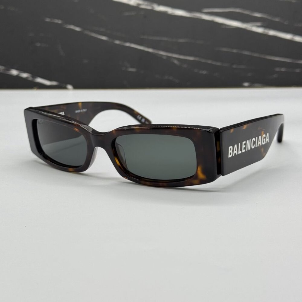 NEW BB0260S 002 BALENCIAGA DARK HAVANA/GREEN UNISEX  BALENCIAGA SUNGLASSES - Picture 3 of 11